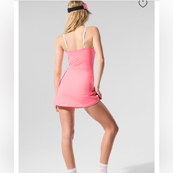 **SOLD** NWT ALO YOGA AUTHENTIC NEON BUBBLEGUM PINK AIRBRUSH STREAMLINED DRESS - Picture 3 of 7